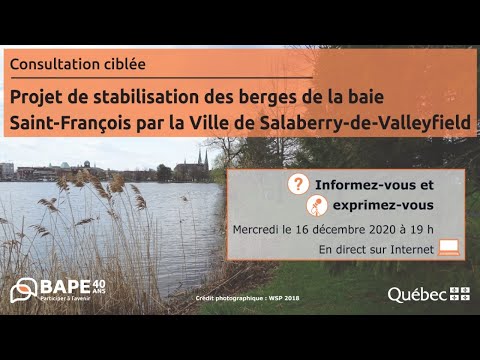 Projet de stabilisation des berges de la baie Saint-François par la Ville de Salaberry-de-Valleyfiel