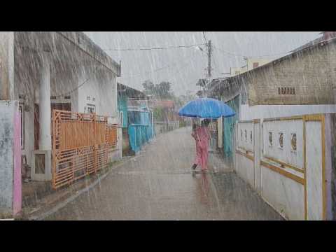 متعة المشي في القرية الممطرة اختبر السلام الحقيقي في كل خطوة