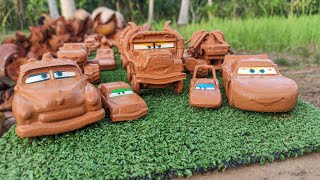 Clean various miniature cars & muddy Disney car convoys! Play in the garden