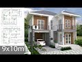 House Plans Design 9x10m with 5 bedrooms