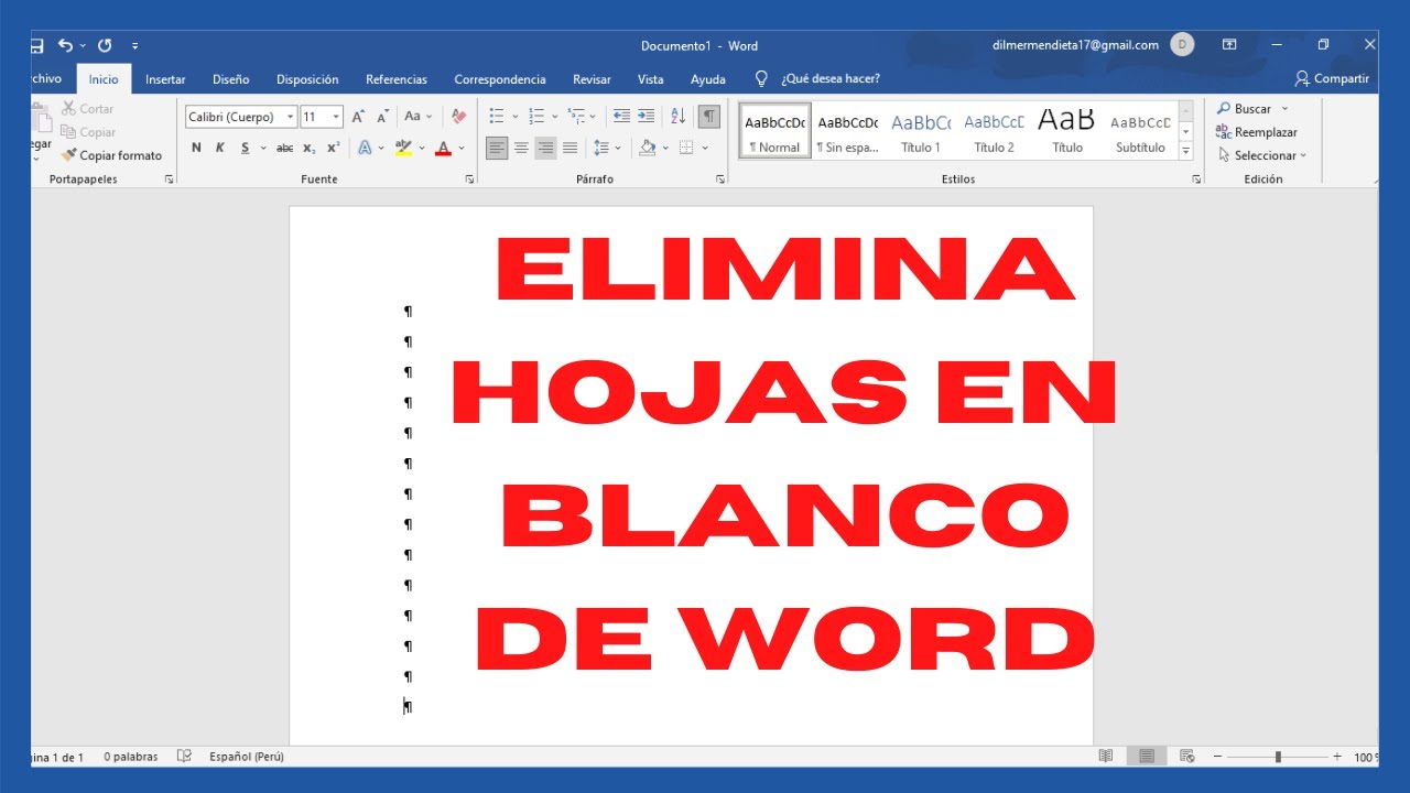 Como Eliminar Una Hoja En Blanco En Word Youtube