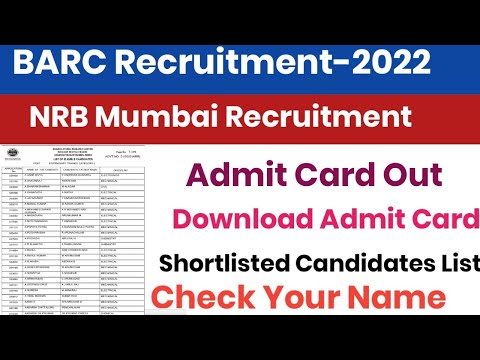 BARC Admit Card Out||Shortlisted Candidates List Out||Check Your Name||Download Admit Card