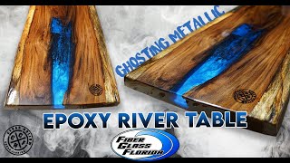 Live edge cedar table with ghosted epoxy voids : Cedar Hollow