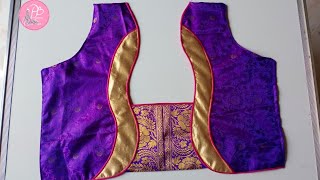 Beautiful patchwork Blouse design //Paithani blouse back neck design cutting and stitching