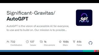 Celebrity GitHub - Significant-Gravitas/AutoGPT: AutoGPT is the vision of accessible AI for everyone, to us... Wealth