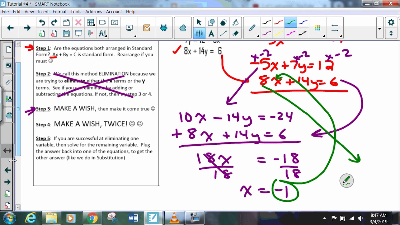 Systems of Equations Tutorial #4 Elimination - YouTube