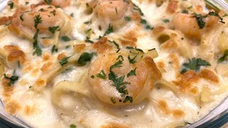 مكرونة فيتوتشيني بالجمبري و الصوص الأبيض 
Creamy shrimp alfredo pasta recipe ?
وصفة من الاخر 