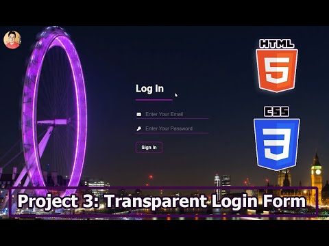 Transparent Login Form using HTML and CSS | Web Development Tutorials #101