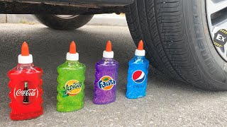Experiment Car vs Coca-Cola, Mtn Dew, Fanta vs Mentos | Crushing Crunchy & Soft Things by Car