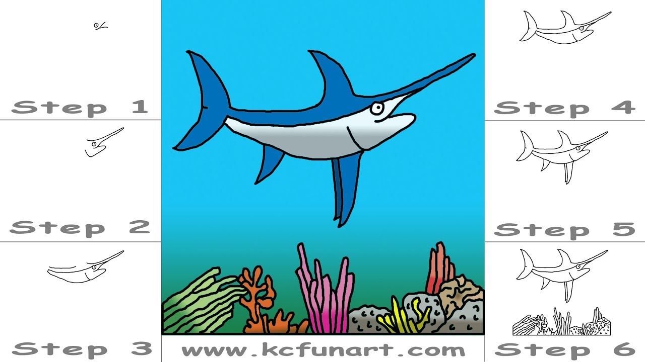 169 How To Draw A Cartoon Swordfish Youtube