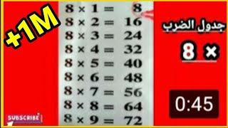 جدول الضرب 8 multiplication table