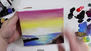 (3) Easy Sunset / Landscape Painting for Beginners / Acrylic painting tutorial