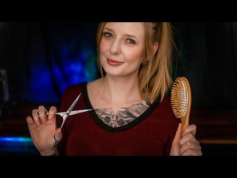 asmr girl next door gives you a haircut -  flirty roleplay