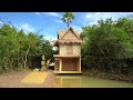 Build The Most Beautiful Craft Bamboo Two Story House On River And Traditional Pounded Rice