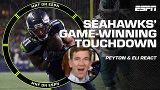 WHAT 👏 A 👏 CATCH 👏 Peyton \& Eli react to Seahawks' game-winning touchdown | Manningcast