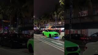 Lime green Mercedes lighting up the night! 💚#HighLifedaily