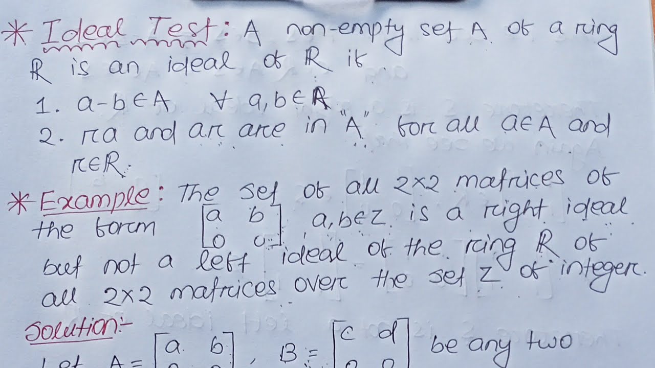 Modern Algebra || Ring Theory || Lecture-30 || Ideals in Polynomial ring of  two Variables R[x,y] - YouTube