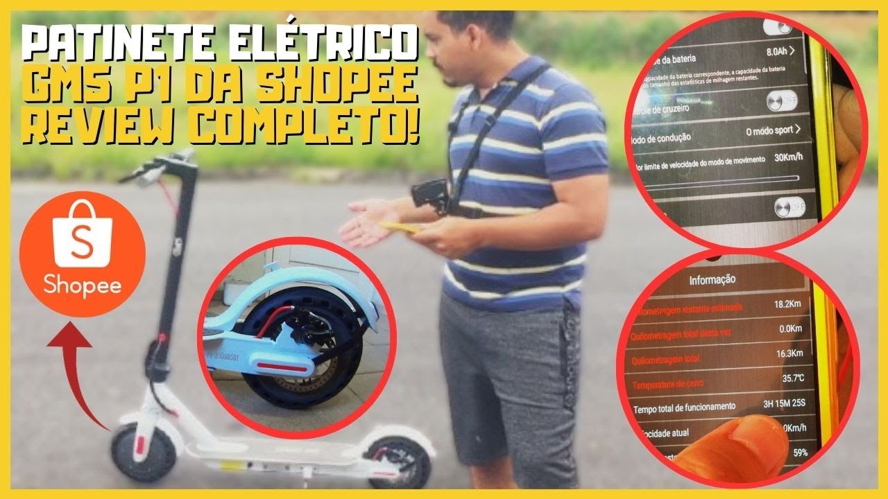 GM5 P1 PATINETE ELÉTRICO DA SHOPEE ! O PATINETE ELÉTRICO MAIS BARATO DA SHOPEE ! REVIEW BEM COMPLETO