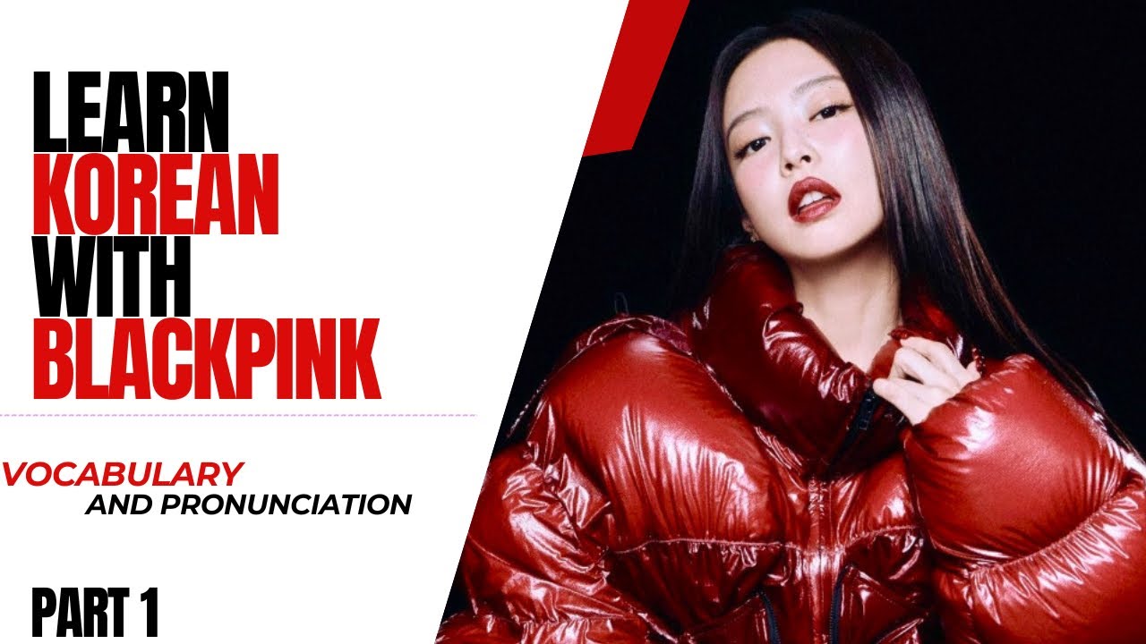 BLACKPINK Jennie's 'Jump' lyrics being explained for Korean language learners in a YouTube video thumbnail.