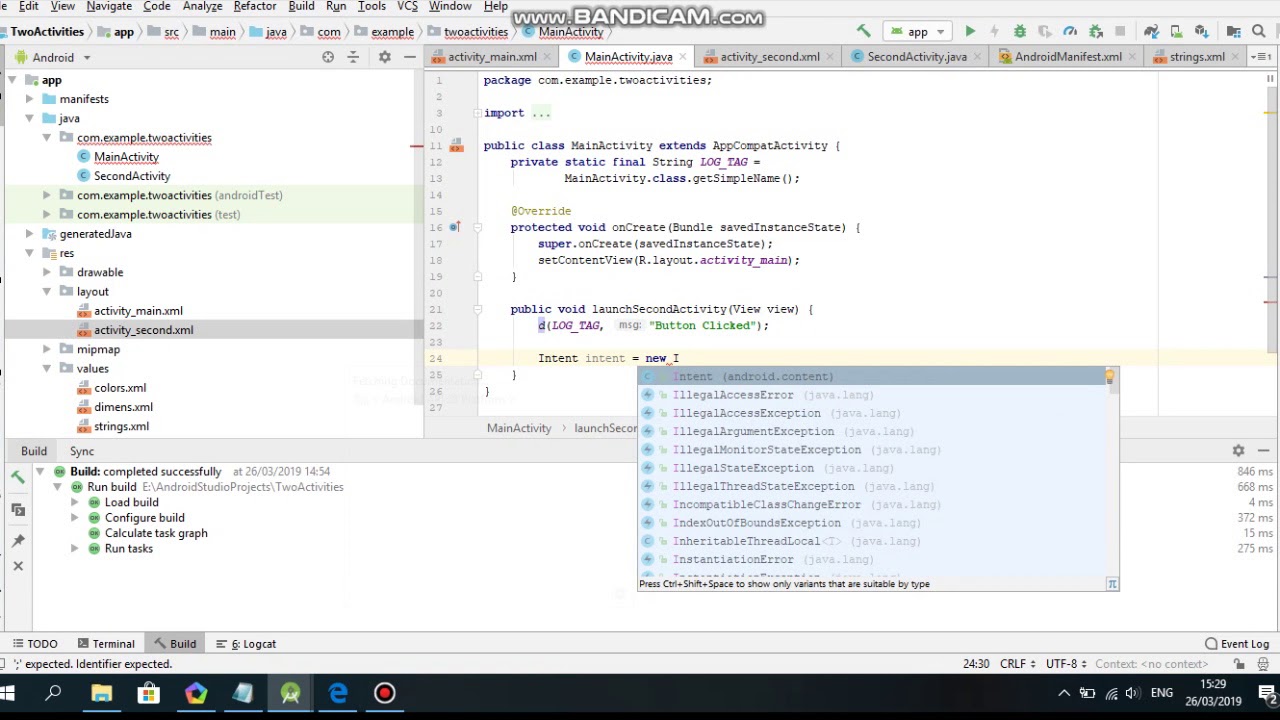 Tutorial Two Activities & Implicit Intents - YouTube
