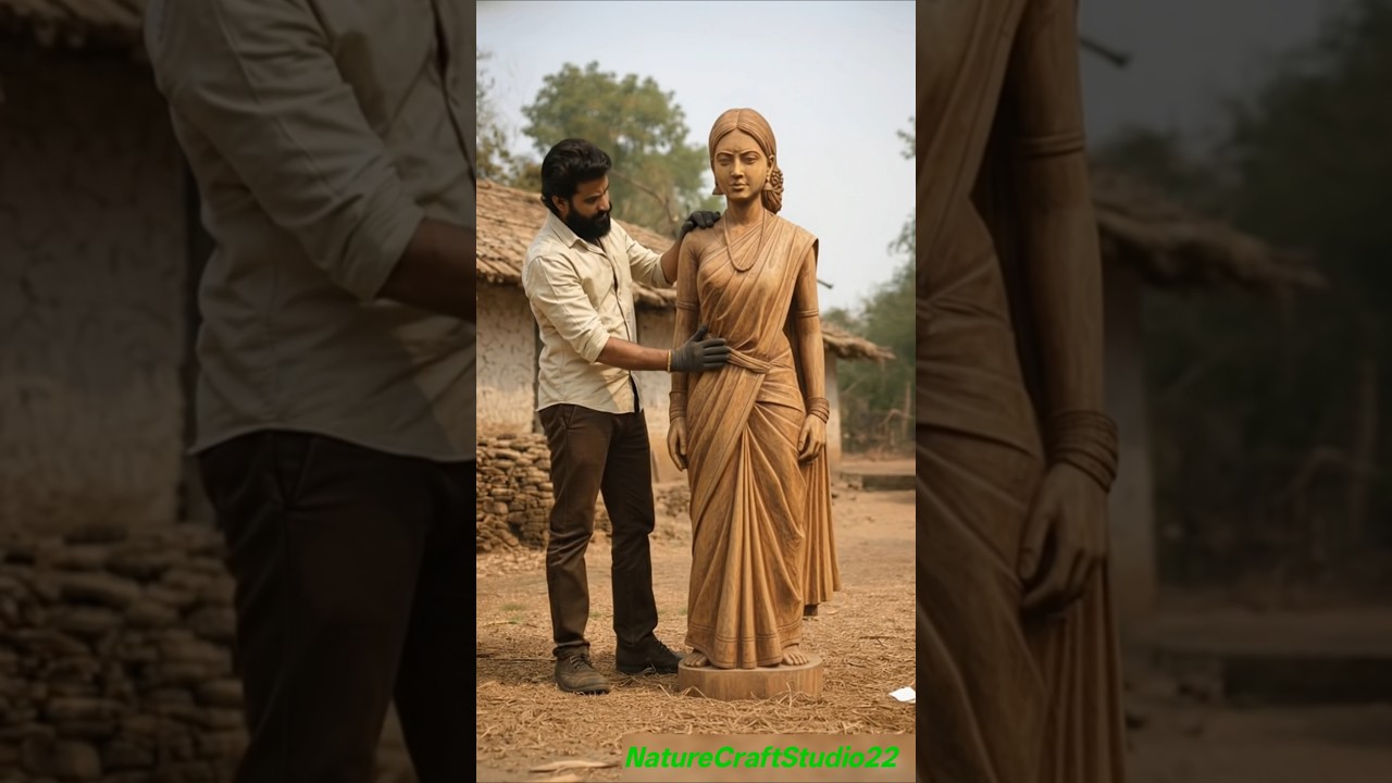 Handmade Wooden Statue Carving 😱 Full Process From Log to Masterpiece #woodcarving #satisfying