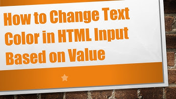 How to Change Text Color in HTML Input Based on Value