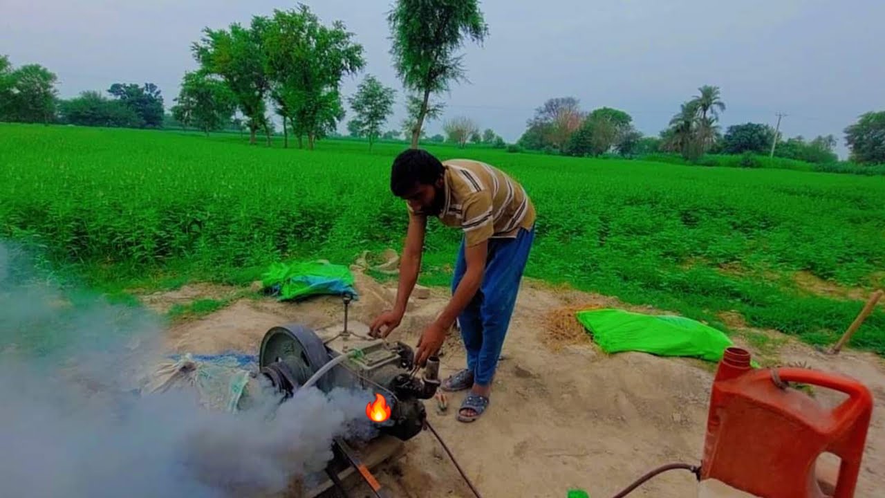 Peter Diesel Engine Start Up Tube Well System Agriculture System in Pakistan Punjab life daily vlog