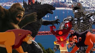 Godzilla, Kong and Simba vs. Scar, Lord Business and MechaGodzilla