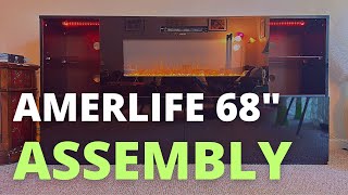 Amerlife 68" Fireplace TV Stand with 40" Electric Fireplace Assembly Modern High Gloss 68" Fireplace