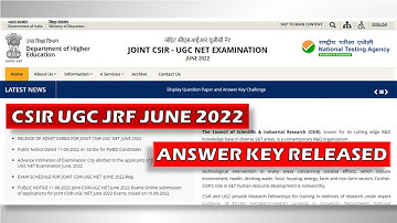 CSIR UGC JRF JUNE 2022 Answer Key released | CSIR JUNE 2022 EXAM UPDATE #csirnet2022 #csirupdate