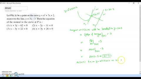 JEE MAIN 02 SEPTEMBER 2020 SIFT 1 MATHEMATICS VIDEO SOLUTION APPLICATION OF DERIVATIVE TANGENT NORMA