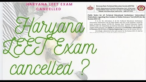 Haryana LEET Exam Update // cancel haryana leet exam #shorts