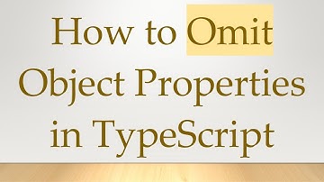How to Omit Object Properties in TypeScript