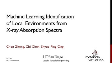 2020 SSRL-LCLS Users Meeting: ML Identification of Local Environments from X-ray Absorption Spectra