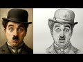 How To draw Charlie Chaplin & shocked Faces like A Pro in 27 minutes - Step-by- Step