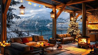 Winter Day at Cozy Coffee Shop Ambience ⛄ Warm Jazz Instrumental Music & Fireplace Sounds for Relax