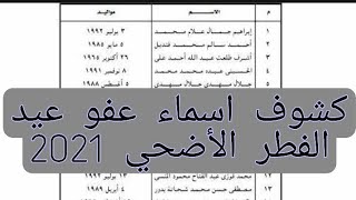 كشوف أسماء عفو عيد الأضحي المبارك 2021/ كشوف أسماء المفرج عنهم في عفو عيد الفطر