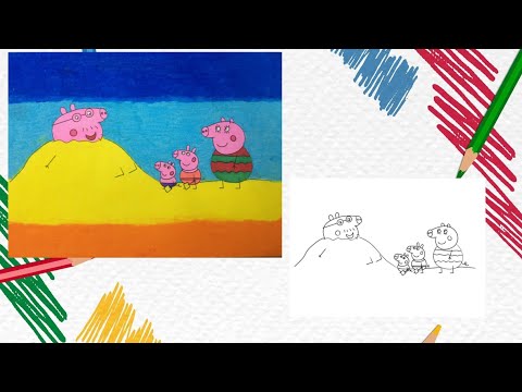 Video Tranh tô màu gia đình heo peppa đi tắm biển - youtube