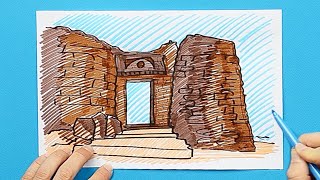 How to draw and color Shivaji Forts - Sinhagad