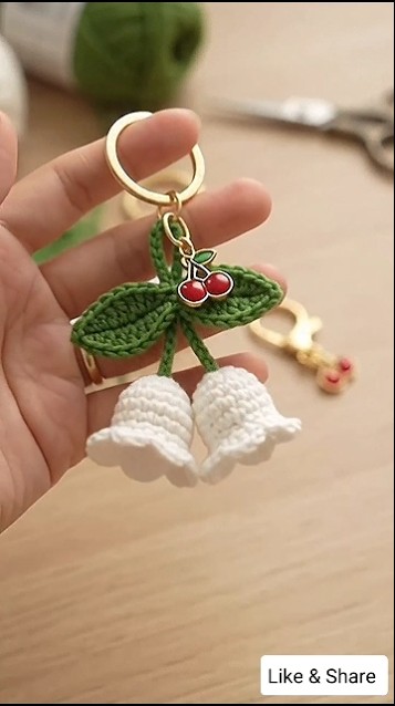 Cute Crocheted Lily of the Valley Charm. #shorts #crochet