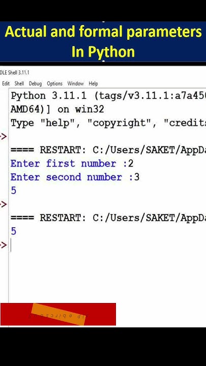Actual and formal parameters in Python - YouTube