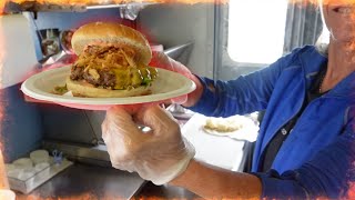 Visiting American Food truck (A lady from Sweden)