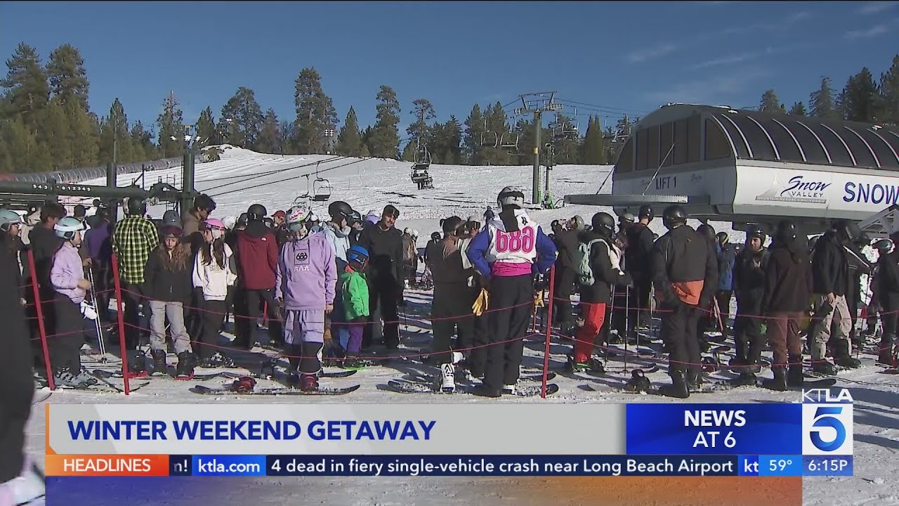 Crowds hit the slopes in Southern California after fresh snowfall