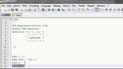PHP tutorial 5 - Operators