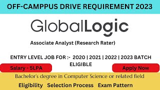 GlobalLogic is Hirinig| Associate Analyst |New 2023 Off-Campus Hiring #jobswithshubham #globallogic
