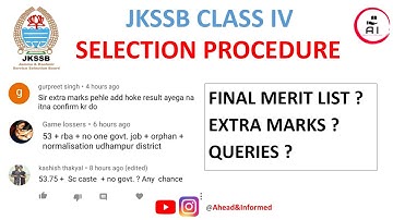 FINAL SELECTION | MERIT LIST | JKSSB CLASS IV