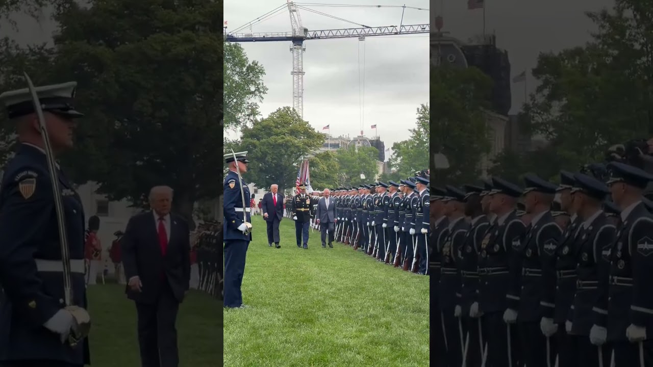 President Trump and King Charles III are reviewing the troops gathered at the White House
