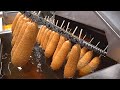 Production de masse processus de fabrication de hotdogs croustillants  usine alimentaire corenne