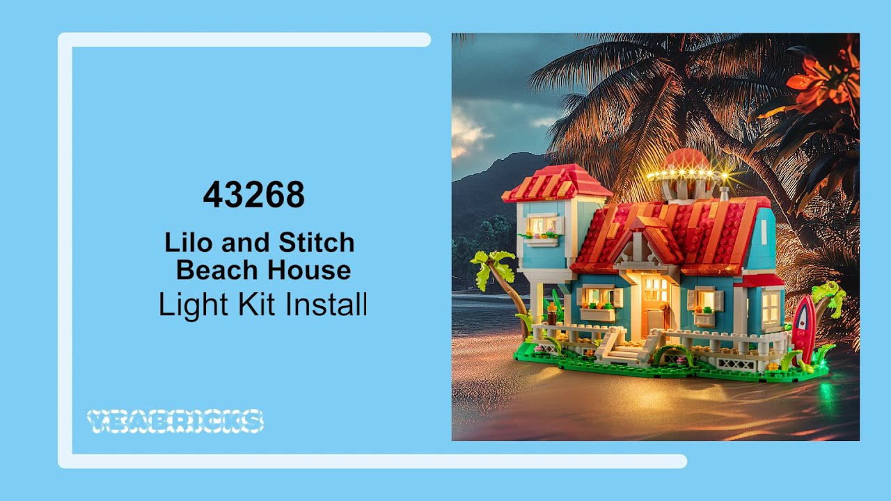 Yeabricks Light kit Install in the Lego Lilo and Stitch Beach House 43268