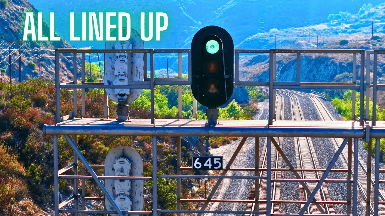 3 TRAINS MEET IN THE CAJON PASS - RAW POWER as they Climb the Steep Grade